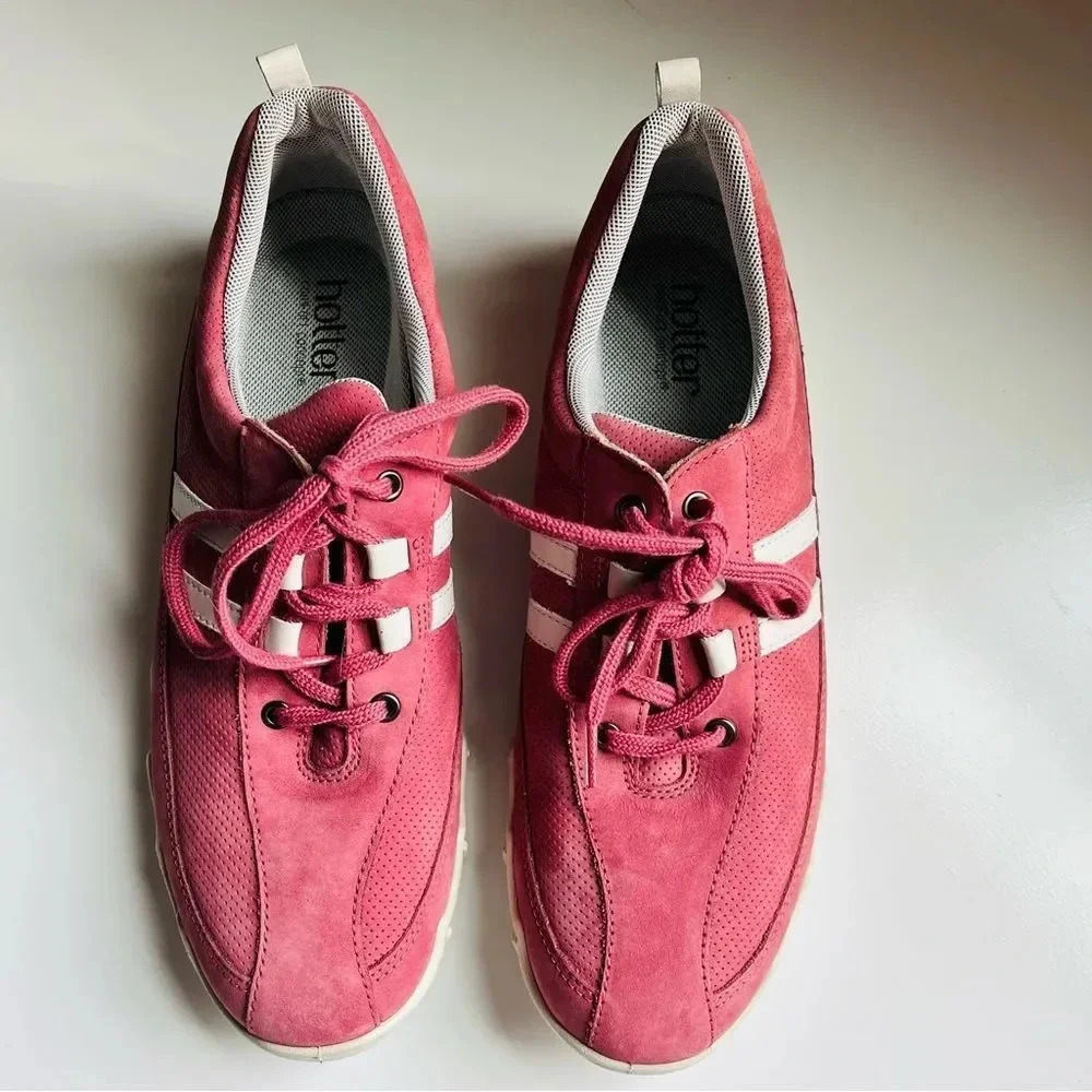 Nwot Hotter Leanne Pink Confort Concept Leather Lace Up Sneakers - Picture 7 of 10